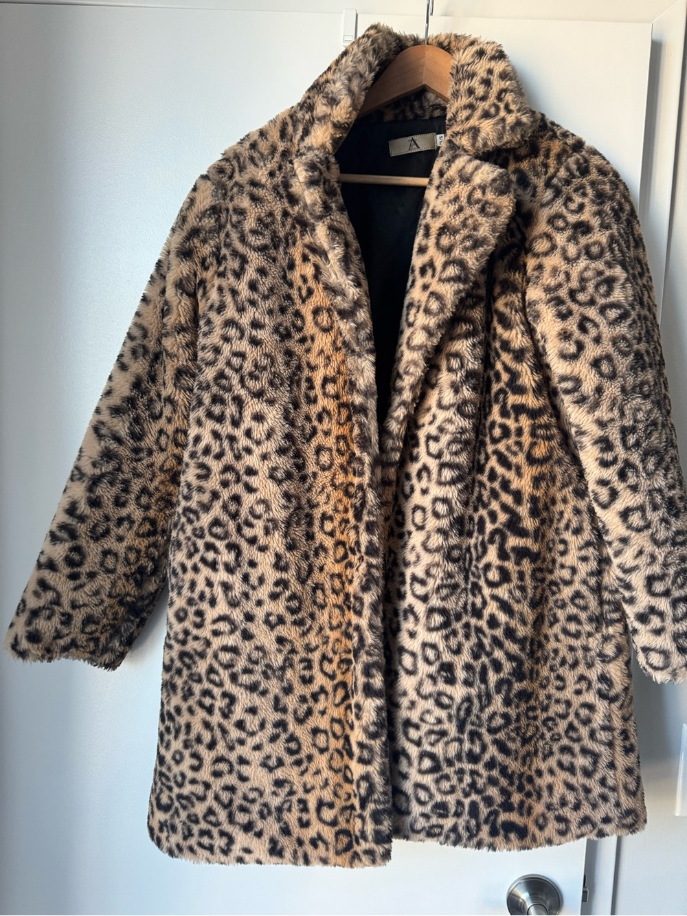 Leopard Print Teddy Coat in Taupe